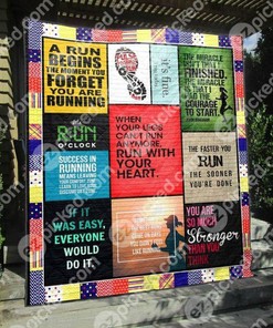 Personalized Run With Your Heart Quilt Bedding Set Blanket for Home Decoration and Family Gifts