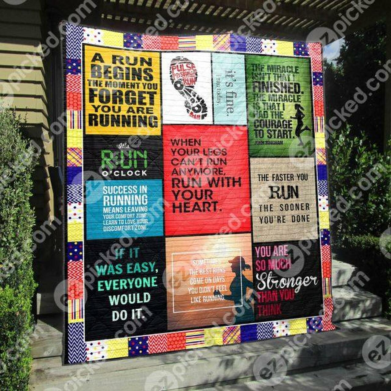 Personalized Run With Your Heart Quilt Bedding Set Blanket for Home Decoration and Family Gifts