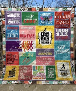 Personalized Run and Be Happy Quilt Bedding Set Great for Bedroom Decor and Family Gifts