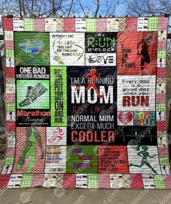 Personalized Running Mom Quilt Bedding Set Blanket for Home Decor and Picnics, Great Gifts for Family