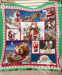 Personalized Santa Christmas Quilt Bedding Set Blanket for Family Gifts