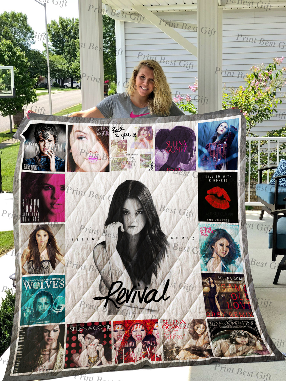 Personalized Selena Gomez Albums Cover Poster Quilt Bedding Set - Great for Bedroom Decoration and Family Gifts