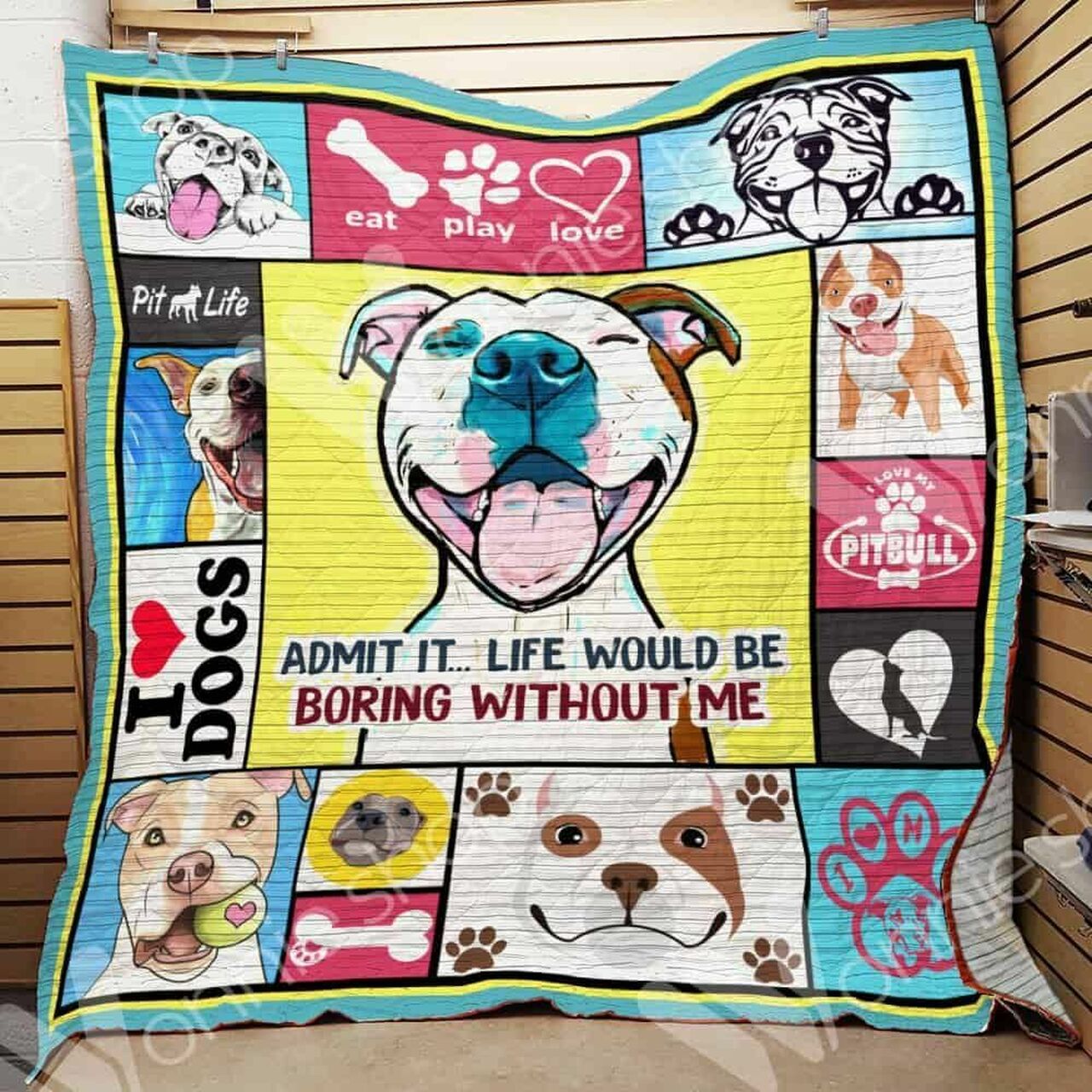Personalized Shih Tzu Colorful Love Quilt Bed Set Blanket- Great for Bedroom Decor and Family Gifts