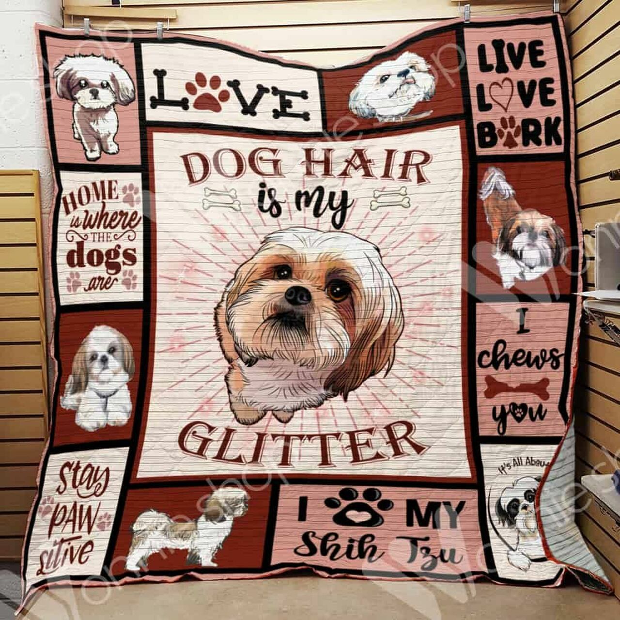 Personalized Shih Tzu Dog Quilt Blanket Great Gifts for Family