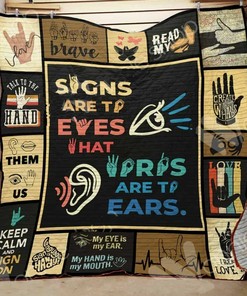 Personalized Sign Language Deaf Quilt Bedding Set Gifts for Fans