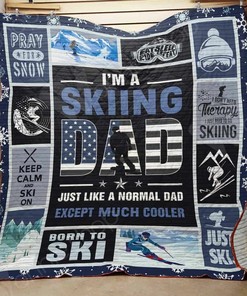 Personalized Skiing Dad Quilt Bedding Set Blanket for Home Decoration, Ideal for Family Gifts