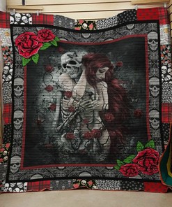 Personalized Skull Blind In Love Quilt Bedding Set Blanket for Home Decoration and Family Gifts
