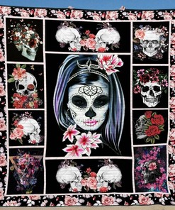 Personalized Skull Quilt Bed Set Blanket, Great for Bedroom Decor and Family Gifts