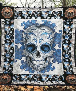 Personalized Skull Quilt Bed Set for Home Decoration & Picnic, Gifts for Family and Friends
