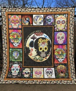 Personalized Skull Quilt Bedding Set Blanket for Home Decoration & Picnic, Great for Family Gifts