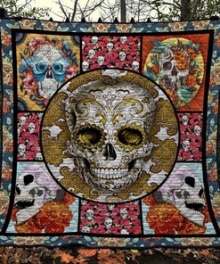 Personalized Skull Quilt Bedding Set, Great Gifts for Family and Friends