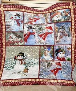 Personalized Snowman Christmas Quilt Bedding Set Blanket for Home Decoration, Perfect for Bedroom Decor and Family Gifts