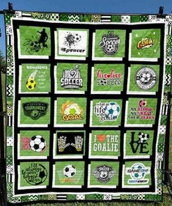 Personalized Soccer 2 Blanket Quilt Bedding Set Great for Bedroom Decor and Family Gifts