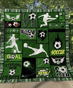 Personalized Soccer Quilt Bedding Set Blanket for Home Decoration and Family Gifts