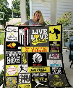 Personalized Softball Customizable Quilt Bedding Set Blanket for Home Decoration and Gifts