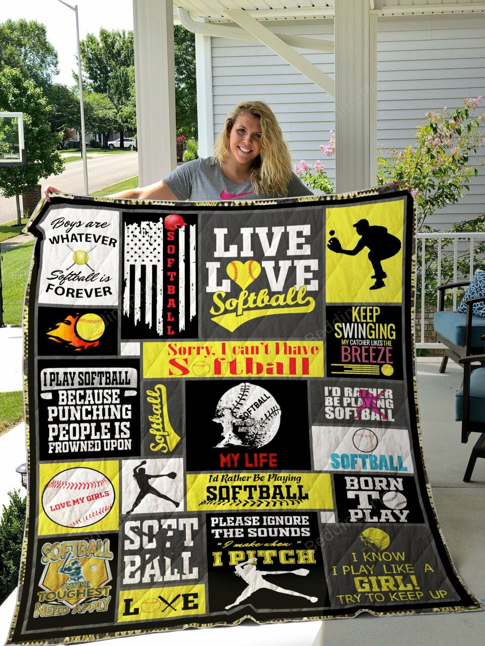 Personalized Softball Customizable Quilt Bedding Set Blanket for Home Decoration and Gifts