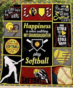 Personalized Softball Grandma Quilt Bedding Set Blanket - Great for Bedroom Decor and Family Gifts