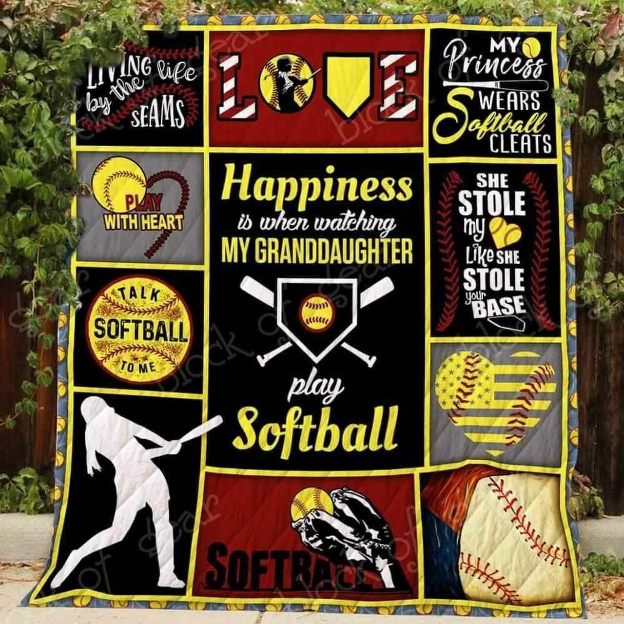 Personalized Softball Grandma Quilt Bedding Set Blanket - Great for Bedroom Decor and Family Gifts
