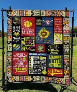 Personalized Softball Quilt Bedding Set Blanket Great for Bedroom Decor and Family Gifts