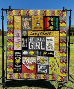 Personalized Softball Quilt Bedding Set for Home Decoration and Picnic - Great Gifts for Family Fans