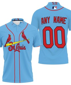 Personalized St Louis Cardinals Any Name 00 Light Blue 2020 Jersey Inspired Style Polo Shirt