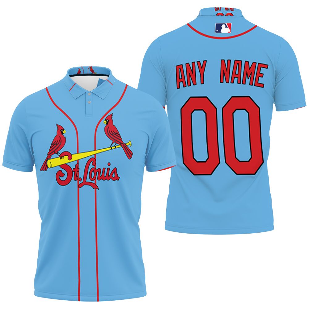 Personalized St Louis Cardinals Any Name 00 Light Blue 2020 Jersey Inspired Style Polo Shirt
