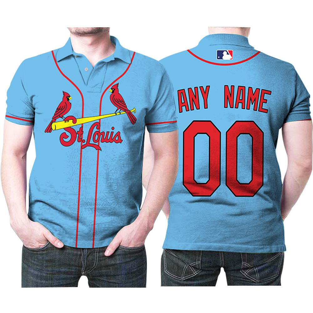 Personalized St Louis Cardinals Any Name 00 Light Blue 2020 Jersey Inspired Style Polo Shirt for Fans