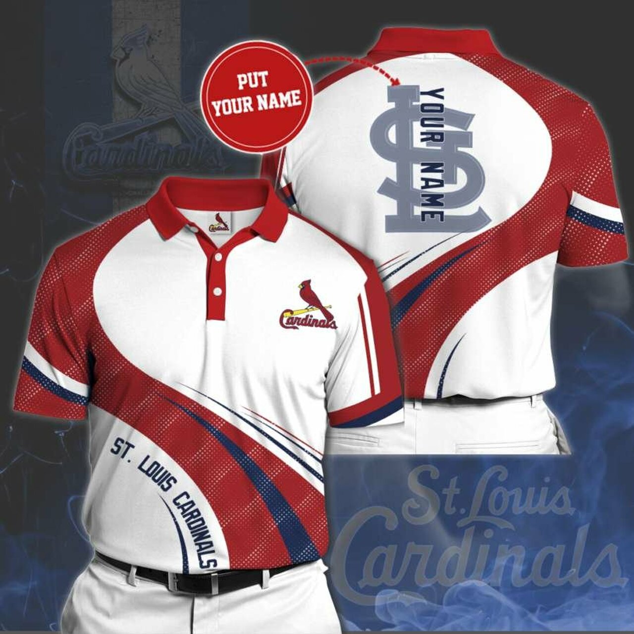 Personalized St. Louis Cardinals No151 Polo Shirt, 3D All Over Print 8517