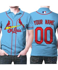 Personalized St Louis Cardinals Your Name 00 Light Blue 2020 Jersey Inspired Style Polo Shirt