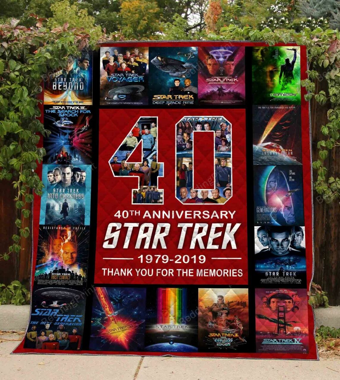 Personalized Star Trek 40Th Anniversary Quilt Bedding Set for Family Gifts and Bedroom Decor