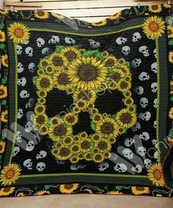 Personalized Sunflower Skull Quilt Bedding Set with Name or Quote
