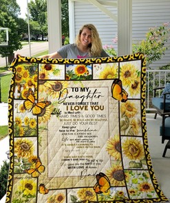 Personalized Sunflower To My Daughter Quilt Bedding Set Blanket From Dad Life Is About Learning To Dance In The Rain