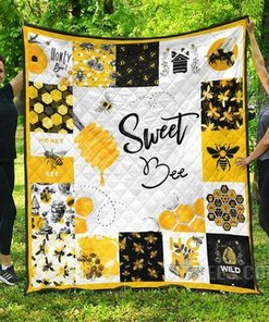 Personalized Sweet Bee Honey Quilt Bed Set Blanket - Great for Bedroom Decoration and Family Gifts