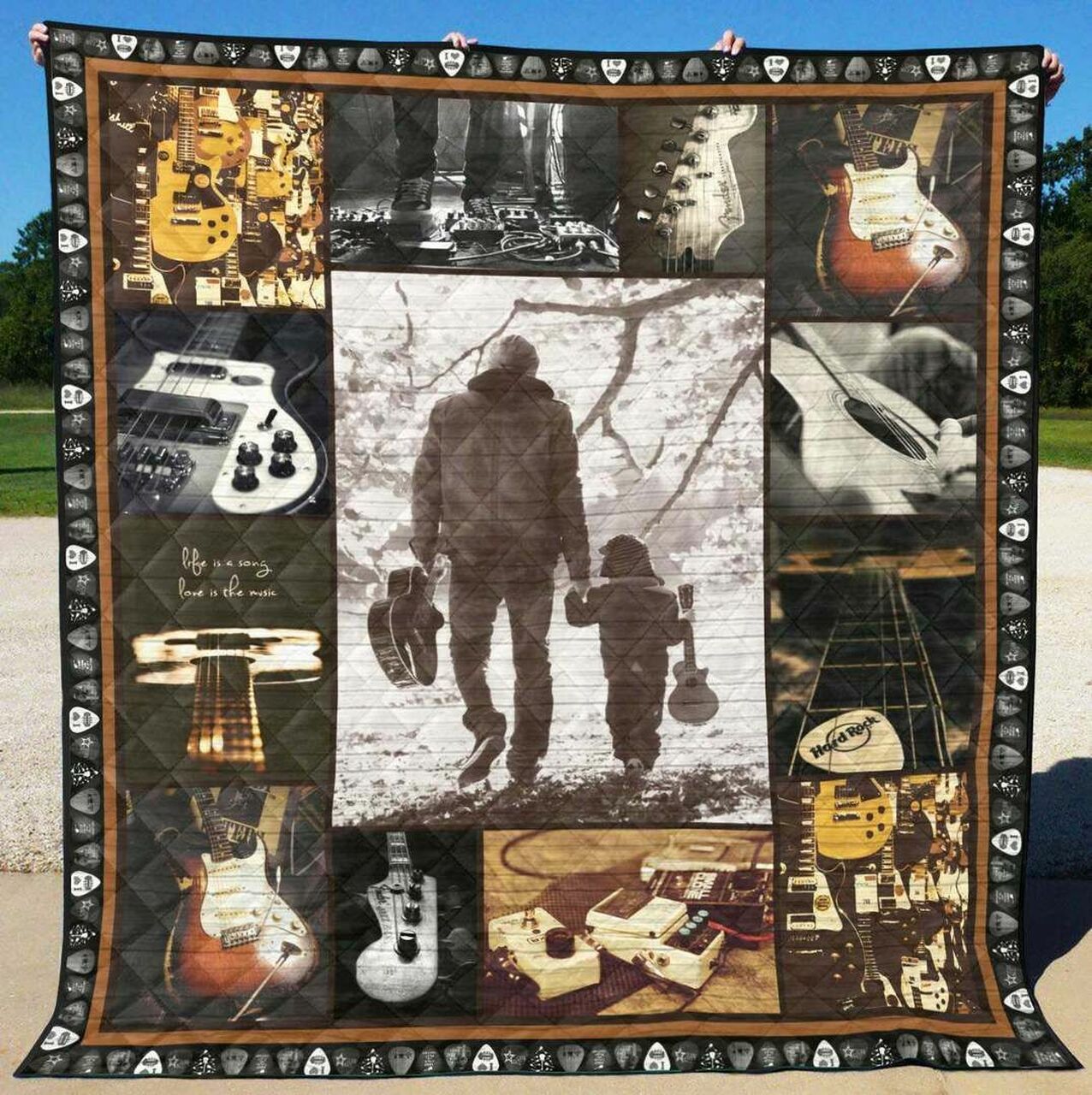 Personalized TG130701A TBG Guitar Quilt Bedding Set Blanket - Great for Bedroom Decor and Family Gifts