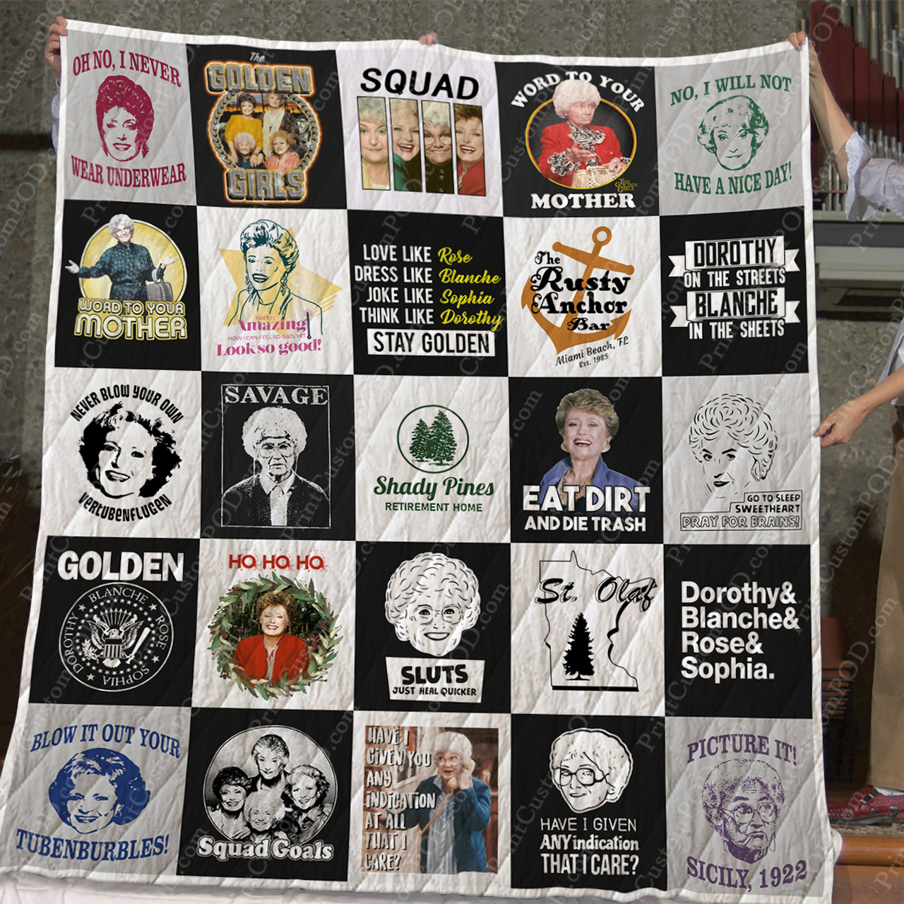 Personalized The Golden Girl T-Shirt Quilt Bed Set Blanket - Perfect for Bedroom Decor and Family Gifts