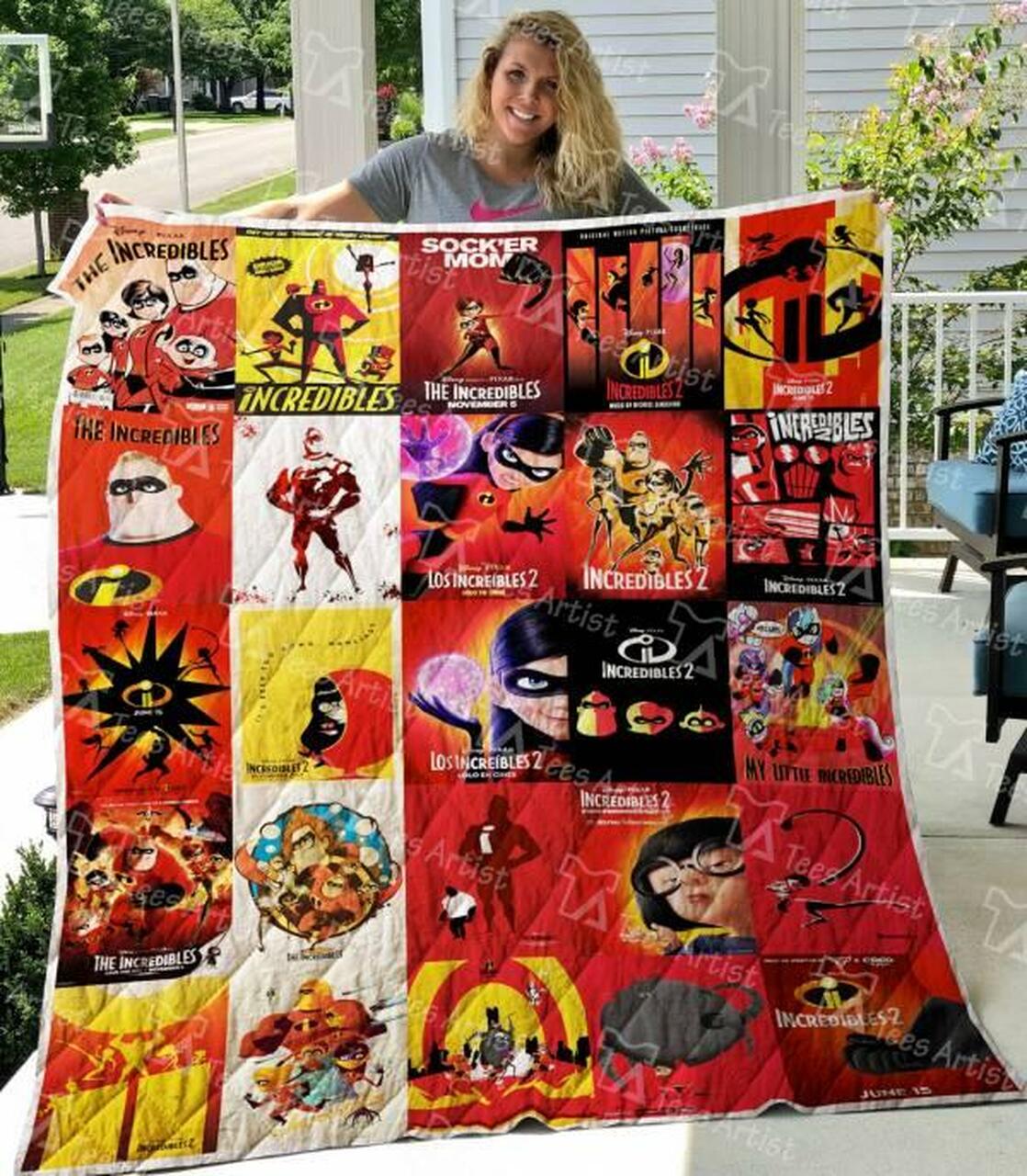 Personalized The Incredibles Quilt Bed Set Blanket - Great for Bedroom Decoration and Family Gifts