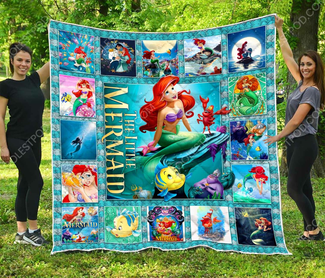 Personalized The Little Mermaid Quilt Bedding Set for Home Decoration, Perfect for Family Gifts