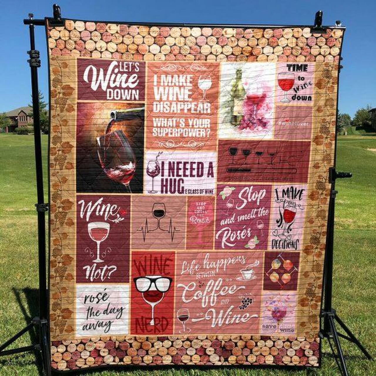 Personalized Time to Wine Down Quilt Bedding Set, Great for Bedroom Decoration and Family Gifts