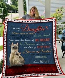 Personalized To My Daughter Cat Quilt Bedding Set Blanket From Mommy You Are The Best Of My Heart