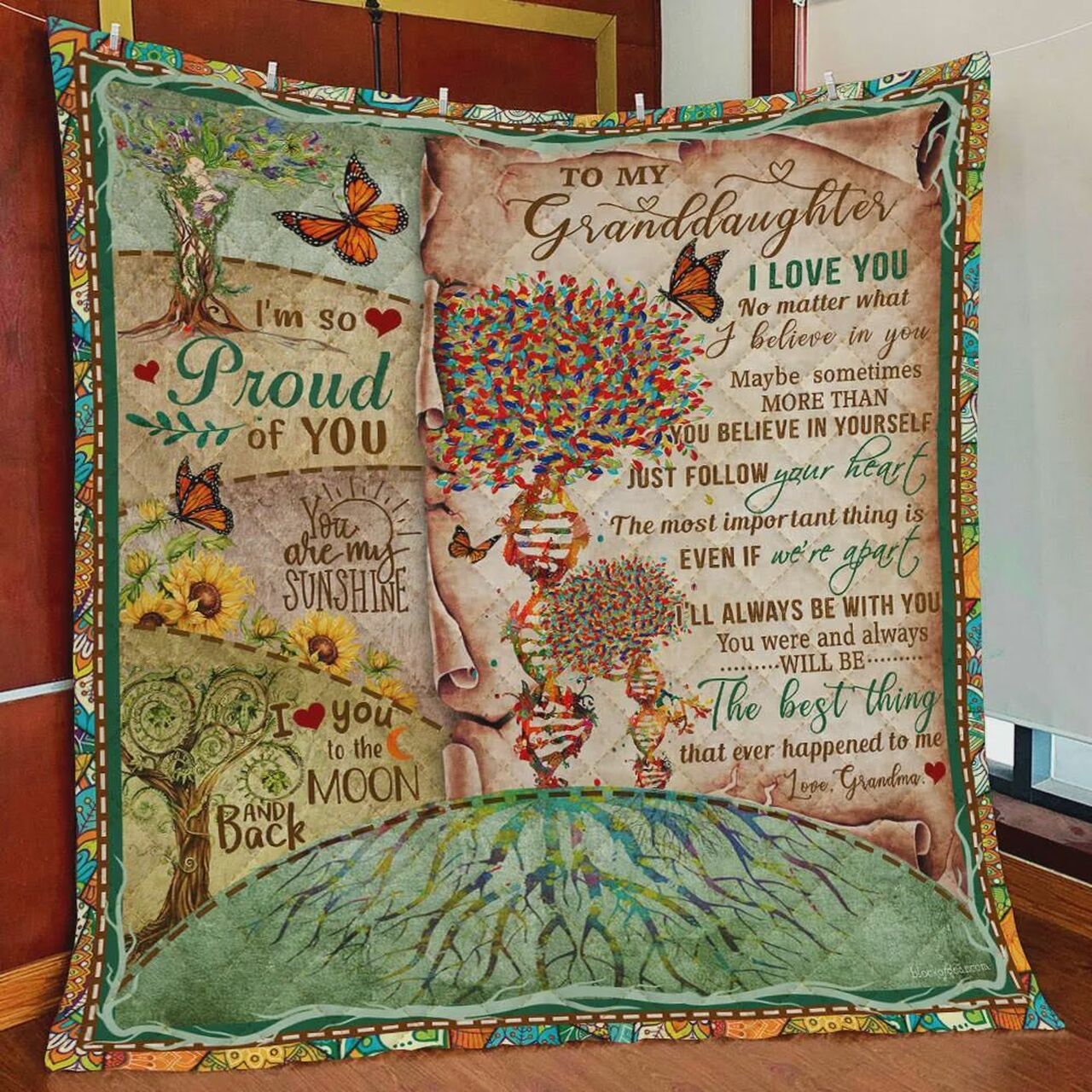 Personalized To My Granddaughter Quilt Bedding Set Blanket From Grandma I Will Always Be With You
