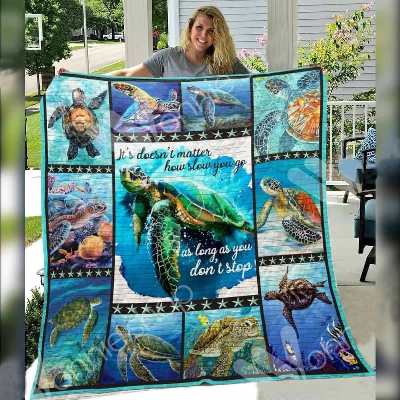 Personalized Turtle Awesome Quilt Blanket Set - Great for Home Decoration