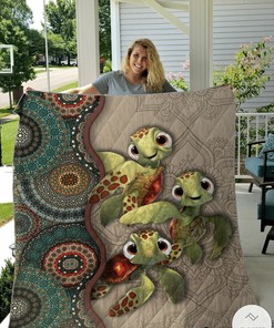 Personalized Turtle Mandala Quilt Bedding Set - Great for Bedroom Decor and Family Gifts