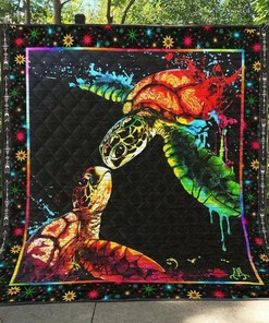 Personalized Turtle Print Quilted Bedding Set for Home and Picnic