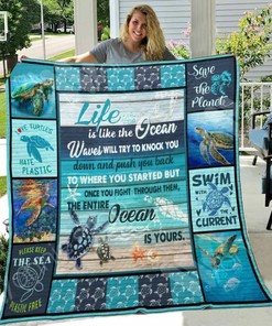 Personalized Turtle Quilt Bedding Set for Home Decor and Family Gifts