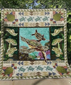 Personalized Turtle Quilt Blanket Bedding Set - Great for Home Decoration
