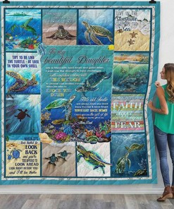 Personalized Turtle To My Daughter From Dad When Life Tries To Knock You Down Quilt Bedding Set Blanket