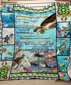 Personalized Turtle To My Granddaughter From Grandma Old Turtle Will Always Have Your Back Quilt Bedding Set Blanket