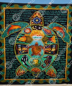 Personalized Turtle Totem Quilt Blanket Great Gifts for Family
