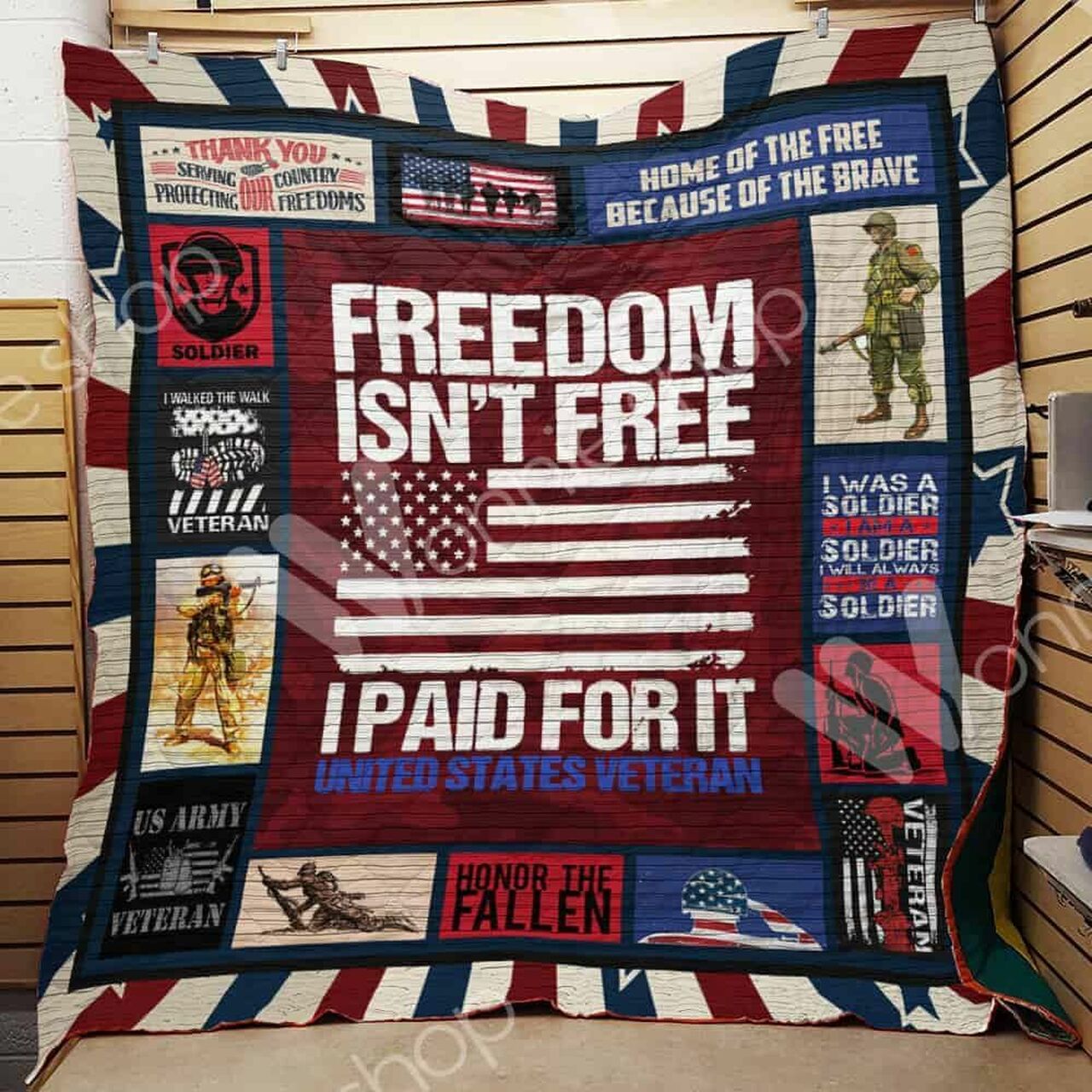 Personalized USA Veteran Quilt Blanket Bedding Set - Great Gifts for Family