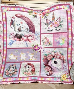 Personalized Unicorn Mom Quilt Blanket Bedding Set for Bedroom Decor and Family Gifts